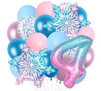 Globos de Aluminio de Copo de Nieve, Foil Globos Numero 4, Globo Copos de Nieve, Globo Numero 4 Cumpleaños, Globoes Foil Copo de Nieves, Globoes de Nieves, Globoess Temáticos de Invierno