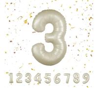 Globos de Cumpleãnos 3 Beige,101 CM Globo Numeros Gigantes Grandes Decoracion,Globo Numero 3,Globos Niño Niña Adultos,Vuelan con Helio