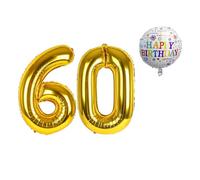 Globos de Cumpleãnos 60 • XXL Set Globo Gigante - 101 CM + 45cm Globo + 5M Cinta Deco • Globo 60 años • Helio apto • Globo Numero 60 • Reutilizable • Decoracion 60 Cumpleaños • Globos Numeros Gigantes