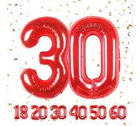 Globos de Cumpleãnos Numeros 30 Rojo,101 CM Numeros Globo Gigantes Grandes Decoracion,Globo Numero 30 Globos Niño Niña Adultos Cumpleãnos decorazione,Vuelan con Helio