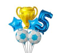 Globos de helio aire for trofeo fútbol, decoraciones for fiesta cumpleaños, globo con número dígitos verde, azul y rojo, 6 uds., 32 pulgadas para Fiestas(Blue set-5)
