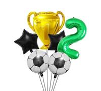 Globos de helio aire for trofeo fútbol, decoraciones for fiesta cumpleaños, globo con número dígitos verde, azul y rojo, 6 uds., 32 pulgadas Para Fiestas(Green set-2)
