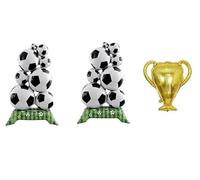 Globos fútbol XXL 2 unidades 150x83 cm + 1 globo trofeo 60x54 cm decoración deportiva fiesta infantil cumpleaños evento temático fútbol