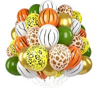 Globos Jungla, 60 Piezas 12 Pulgadas Globos con Estampado Animales Safari Jungla, Globos Color Verde Salvia y Dorado para Decoraciones Fiestas Cumpleaños con Temática Bosque Safari, Baby Shower