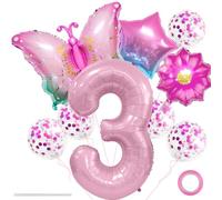 Globos Mariposa Cumpleaños 3 Años,Mariposa Fiesta Cumpleaños 3 Años,Globos Foil Arcobalenoi,Globo Número 3,Decoraciones Cumpleaños Niña,Globos 3 Ans Cumpleaños Chica