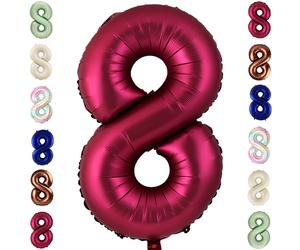 Globos multicolores número 8 40 pulgadas 0 1 2 3 4 5 6 7 8 9 Globos digitales Decoraciones para fiesta de boda de cumpleaños Figura grande Golobs Burgundy 1pc