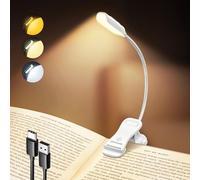 Glocusent Luz de Lectura para Libros, 10 LED, 3 Niveles, Recargable USB-C | 80 h, 3 colores, para leer en cama y viajar, para niños y lectura nocturna