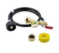 Glomc Manguera adaptadora de recarga de tanque de propano de 3 pies con medidor de presión luminoso y tapa protectora, latón para conector Qcc para cilindro de gas, para parrilla de barbacoa y