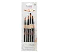 GLOREX 6 1825 030 - Set de 6 pinceles de cerdas sintéticas Hobby, redondas, Tamaños 2, 4, 6, 8, 10, 12