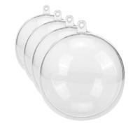 Glorex 6 3500 007 - Bola de plástico diámetro 16 cm Transparente cristalina se Puede Dividir en 2 mitades para Rellenar y Decorar con Agujero para Colgar (Paquete de 4)