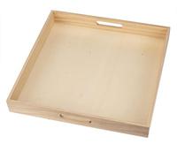 GLOREX - Bandeja de Madera, Natural, 40 x 40 x 5 cm