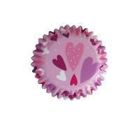 Glotomania - Cápsulas Cupcakes PME - Corazones Rosas - Forradas de Papel Aluminio - Medidas: Ø Base 50 Mm - Ø Superior 70 Mm - Alto 28 Mm