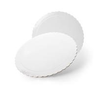 GLOTOMANIA SL Base para Tarta Redonda de 30 cm de Diámetro x 0,3 cm de Altura, Blanca, Acabado Ondas (25)