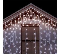 Glowster Cadena de luces planas de carámbano, 10m x 0,6m, batería 3AA, blanco frío; ideal para decorar eventos y realzar ambientes.