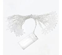Glowster Guirnalda de luces LED de bajo voltaje, 5 m, en forma de estrella y copo de nieve, blanco cálido, ideal para decoraciones festivas y ambientación.
