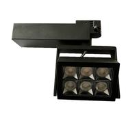 Glowster Proyector carril LED 4 vías 30W 3000K negro para iluminación de espacios comerciales y residenciales.