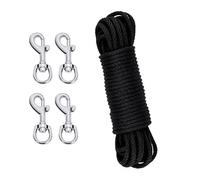 GLQ Corda 20m,Cuerda Trenzada Nylon 6mm para Cuerda Marinera-Negro