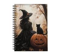 Glugahrif - Cuaderno diario de Halloween, diseño de gato, color negro