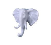 GMBYLBY Gancho de pared con cabeza de ciervo y elefante, White ELEPHANT | Fácil almacenamiento adhesivo y que ahorra espacio para llaves y accesorios con decoración del hogar de