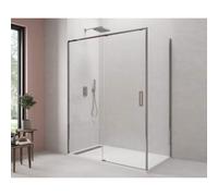 GME Mampara Ducha Angular Fijo + Corredera + Lateral Fijo TWENTY 180/75 - Diseño Moderno - Fácil Instalación Silver