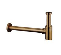 GME Sifón Botella Lavabo G1 1/4" Ø32 mm | Salida 330 mm | Diseño Decorativo Metálico | Acabado Cobre | Instalación Universal
