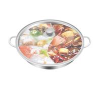 GMSLuu 28/34 cm Acero inoxidable Hot Pot con divisor Shabu Shabu - Olla con tapa de cristal, juego de cacerola con doble asa, olla de mandarina para cocina, placa de inducción Shabu (34 cm), HHG-1