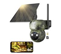GNCC 4G LTE Camara Fototrampeo de Caza 360°PTZ, 2K Cámara Vigilancia Solar con Tarjeta SIM, Visión Nocturna en Color/Infrarrojos, Audio Bidireccional, IP65 Impermeable, para Caza y Monitoreo Remoto