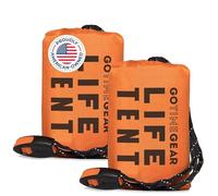 Go Time Gear Tienda de campaña de emergencia para 2 personas, color naranja, refugio impermeable ligero para acampar y senderismo, incluye silbato de 120 dB y cuerda de paracaídas, kit de
