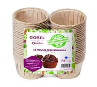 Gobel - Pack de 50 moldes profesionales muffins - Moldes desechables de papel natural 100% biodegradable - Apto para horno, refrigerador, congelador - Desmoldar fácil neutro