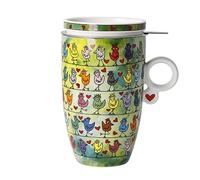 Goebel Taza de té con colador Birds on a Love Wire de Fine Bone China, color: multicolor, tamaño: 11,5 x 8 x 14 cm, 26-103-15-1