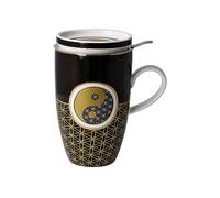 Goebel Taza de té con tapa y colador para coleccionar Yin Yang negro, 11,5 x 8 x 14 cm, 0,45 L, 23-101-75-1
