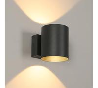 Goeco 14W Lámpara de Pared Exterior/Interior, Impermeable IP65 Aplique Exterior LED, Luz de Pared de Aluminio Negro Giratoria 350° para Jardín Entrada Garaje Salón, Luz Cálida 3000K