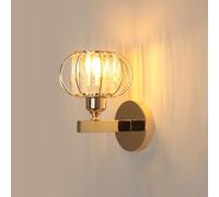 Goeco Aplique de Pared Cristal, Lámpara de Pared LED Dorado E27, Iluminación Interior Moderna de Metal y Cristal K9 para Dormitorio Salón Pasillo Hotel Restaurante