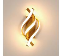 Goeco Aplique Pared LED Moderna en Espiral, Dorado, 22W, 33CM