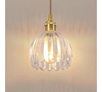 Goeco Lámpara Colgante de Cristal Vintage, Casquillo E27, 150CM, Dorado