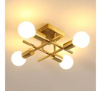 Goeco Lámpara de Araña Sputnik E27, 4 Luces Casquillo E27, 28CM Dorada