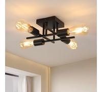Goeco Lámpara de Araña Sputnik E27, 4 Luces Casquillo E27, 28CM, Negro