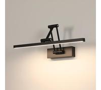 Goeco Lámpara de Espejo LED 40cm, 9W Lámpara de Espejo Luz Natural 4500K, Lamparas Espejo Giratorias IP20, Negro