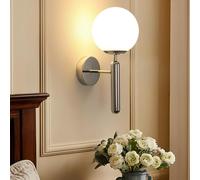 Goeco Lámpara de pared Pantalla de Cristal Esférica, E27 15CM Cromo
