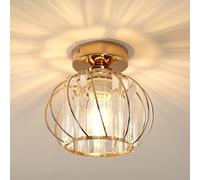 Goeco Lámpara de Techo de Cristal Moderna, Casquillo E27, 19CM Dorado