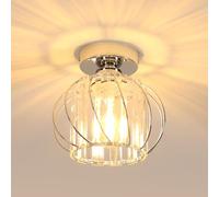 Goeco Lámpara de Techo de Cristal Vintage, Casquillo E27, 19CM Cromo