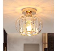 Goeco Lámpara de Techo de Cristal Vintage, Casquillo E27, 19CM Dorado