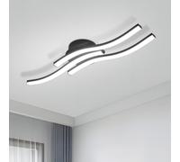 Goeco Lámpara de Techo LED, 18W Plafon LED Techo con 3 Barras de Luz LED 6500K Luz Blanca Fría, Luz de Techo Moderna para Salón Dormitorio Cocina, Negro
