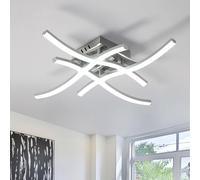Goeco Lámpara de Techo LED, 24 W Plafon Led Techo Moderna Diseño Curvo con 2 Tableros LED Luz Blanca Fría 6500K Semi-flash Luz de Techo para Dormitorio Salón Cocina, Plata 46 cm × 46 cm