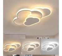 Goeco Lámpara de Techo LED Regulable, 32W Lampara Infantil Techo, Creativa Nube con Mando a Distancia 3000K-6500K, Luz de Techo Blanco para Habitaciones Infantiles Dormitorio Comedor Sala de Estar