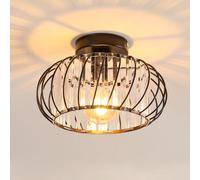 Goeco Lámpara de Techo Moderna, E27 Plafón LED Techo de Cristal, Montaje Semi Empotrado Negra, Pantalla de Techo de Metal para Sala de Estar, Cocina, Dormitorio, Pasillo
