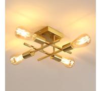 Goeco Lámpara de Techo Sputnik, E27 Lámpara de Araña Industrial Vintage de 4 Luces de Metal, Max. 60W, Luz de Techo para Dormitorio, Sala de Estar, Cocina, Comedor Oro