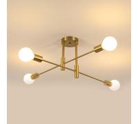 Goeco Lamparas de Techo Vintage, 4 Luces E27 Lámpara Colgante Techo Retro, Dorado Lámpara de Araña Industrial para Dormitorio Sala de Estar Cocina Salón Comedor