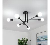 Goeco Lamparas de Techo Vintage, 6 Luces Casquillo E27, 71CM, Negro