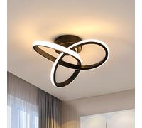 Goeco Negro Lámpara de Techo, Plafón LED Techo Moderna 22W 2500LM, Luz de Techo LED Decorativa para Pasillo Balcón, Luz Blanca Cálida 3000K
